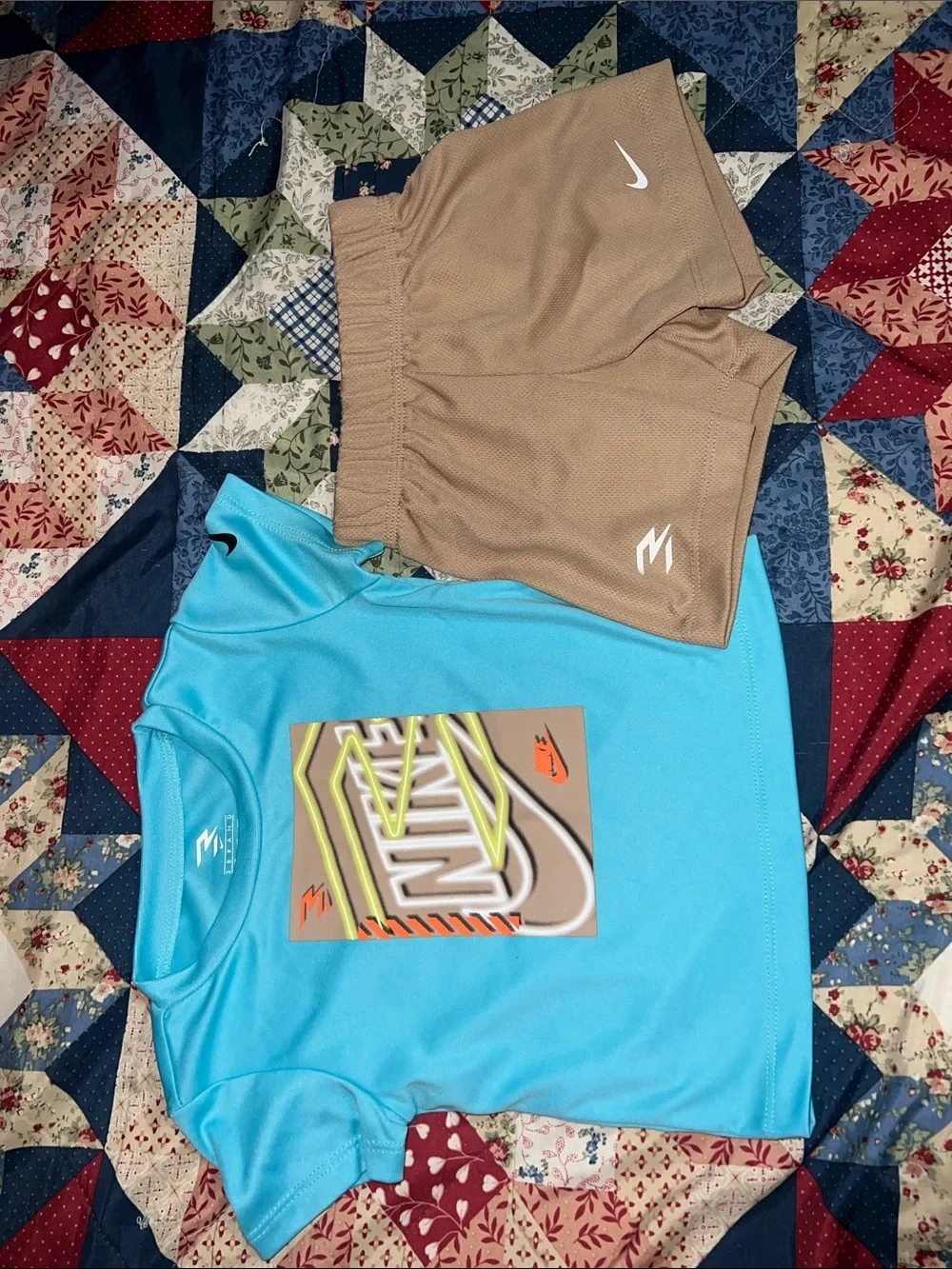 Nike Kids Athletic Shorts Set in Tan, Black, Blue